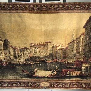 1990s Tapestries, Ltd Woven Venetian Venice Italy Scene Wall Hanging